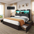 King Size Bed Frame with 51.2 Tall Bookcase Headboard