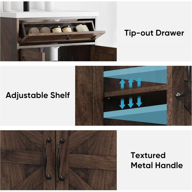 23.6" Rustic Vanity with Ceramic Basin
