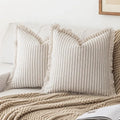 Pillow Covers 26x26 Set of 2 Striped, Fringed