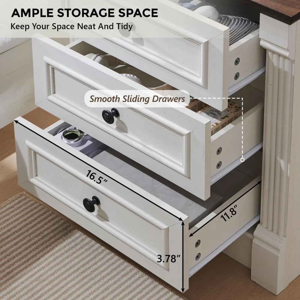 26" Farmhouse Nightstand Set of 2