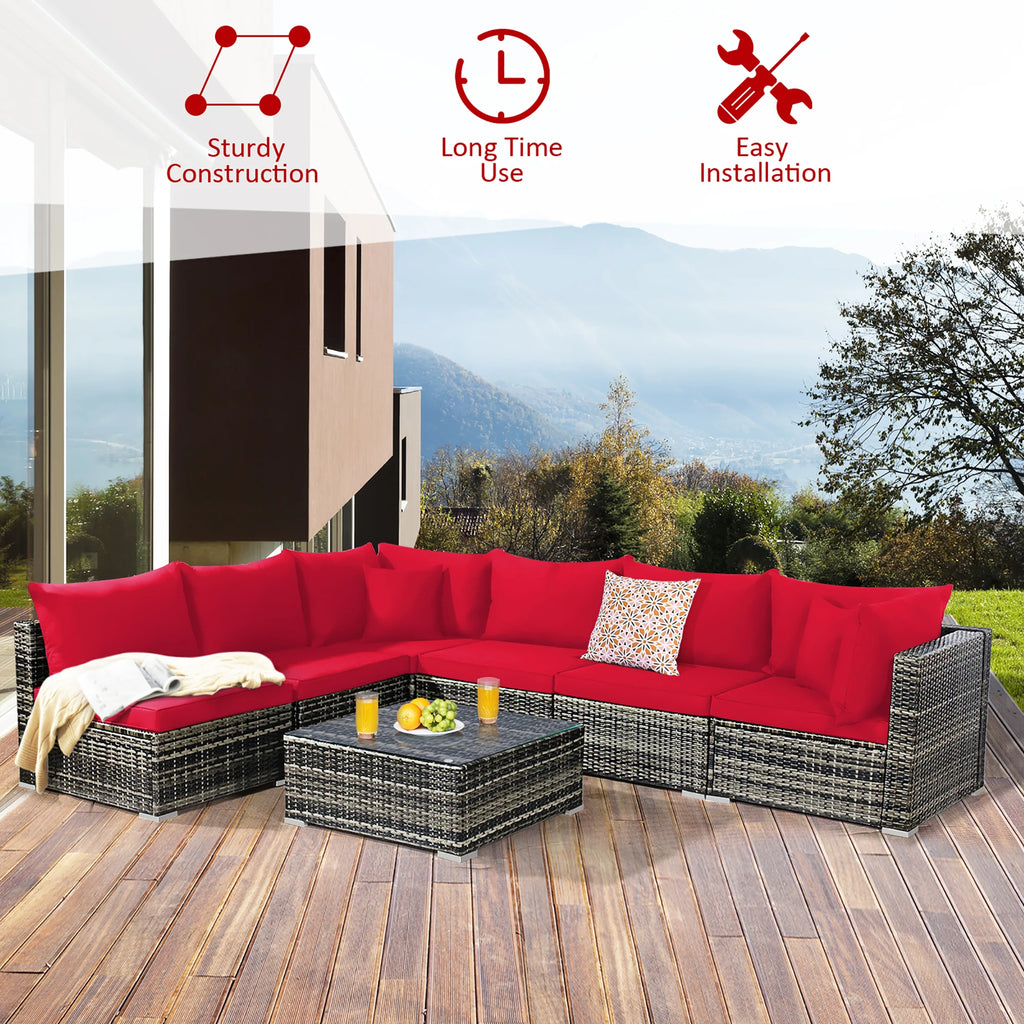 7PCS Patio Rattan Furniture Set