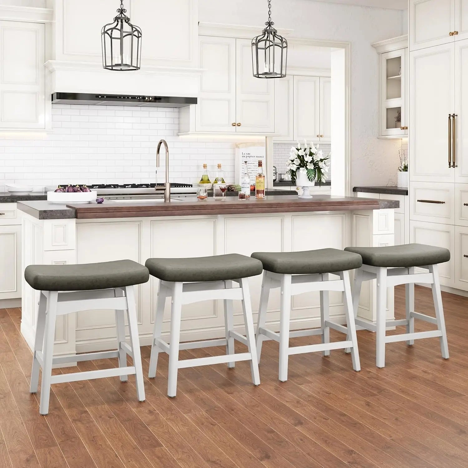 24" Saddle Seat Counter Height Bar Stools