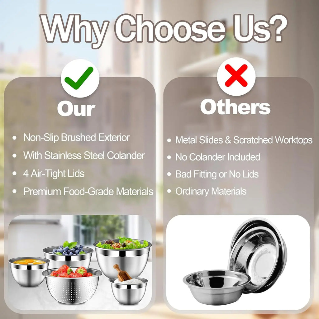 Stainless Steel Mixing Bowls with Lids