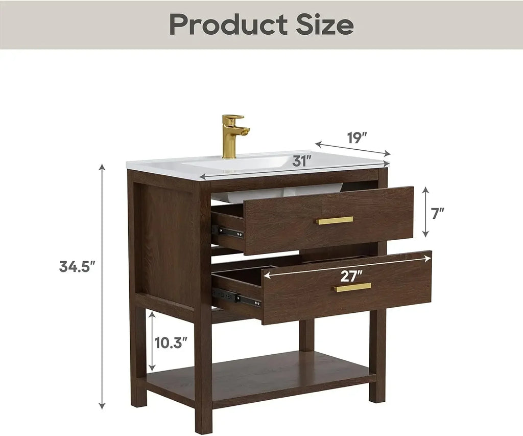 30" Farmhouse Bathroom Vanity With Sink