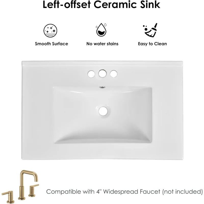 30'' Wood with Ceramic Sink Vanity Set