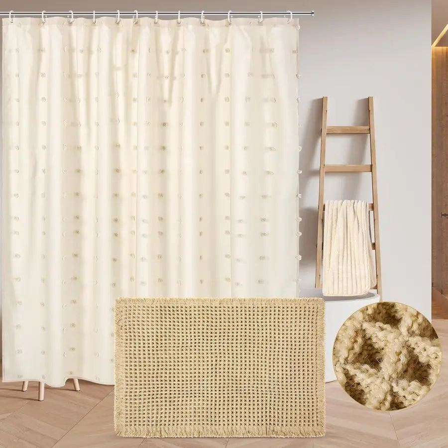 3 Pcs Farmhouse Bathroom Shower Curtain Set