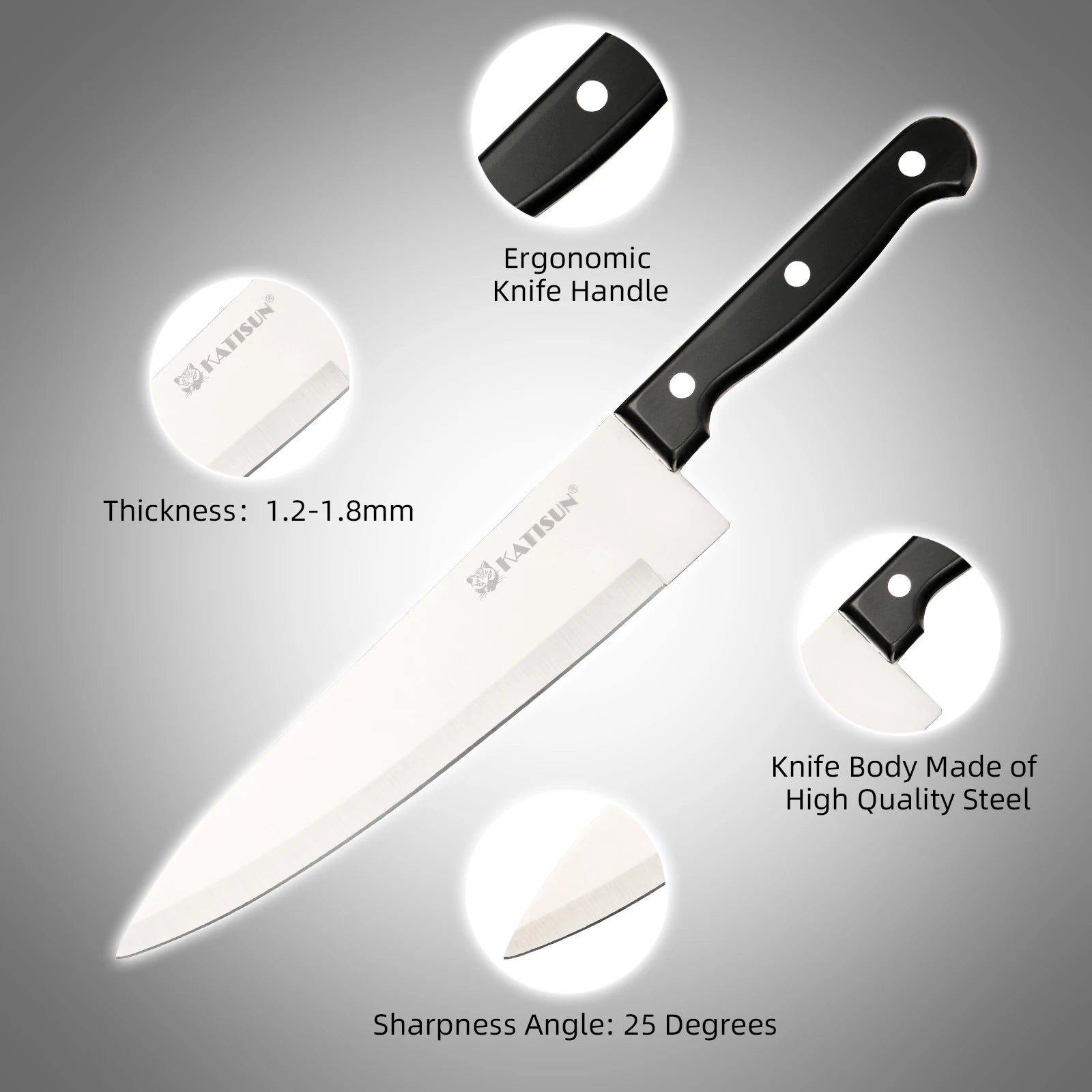 19 Pieces Carbon Steel Kitchen Knife Block Set