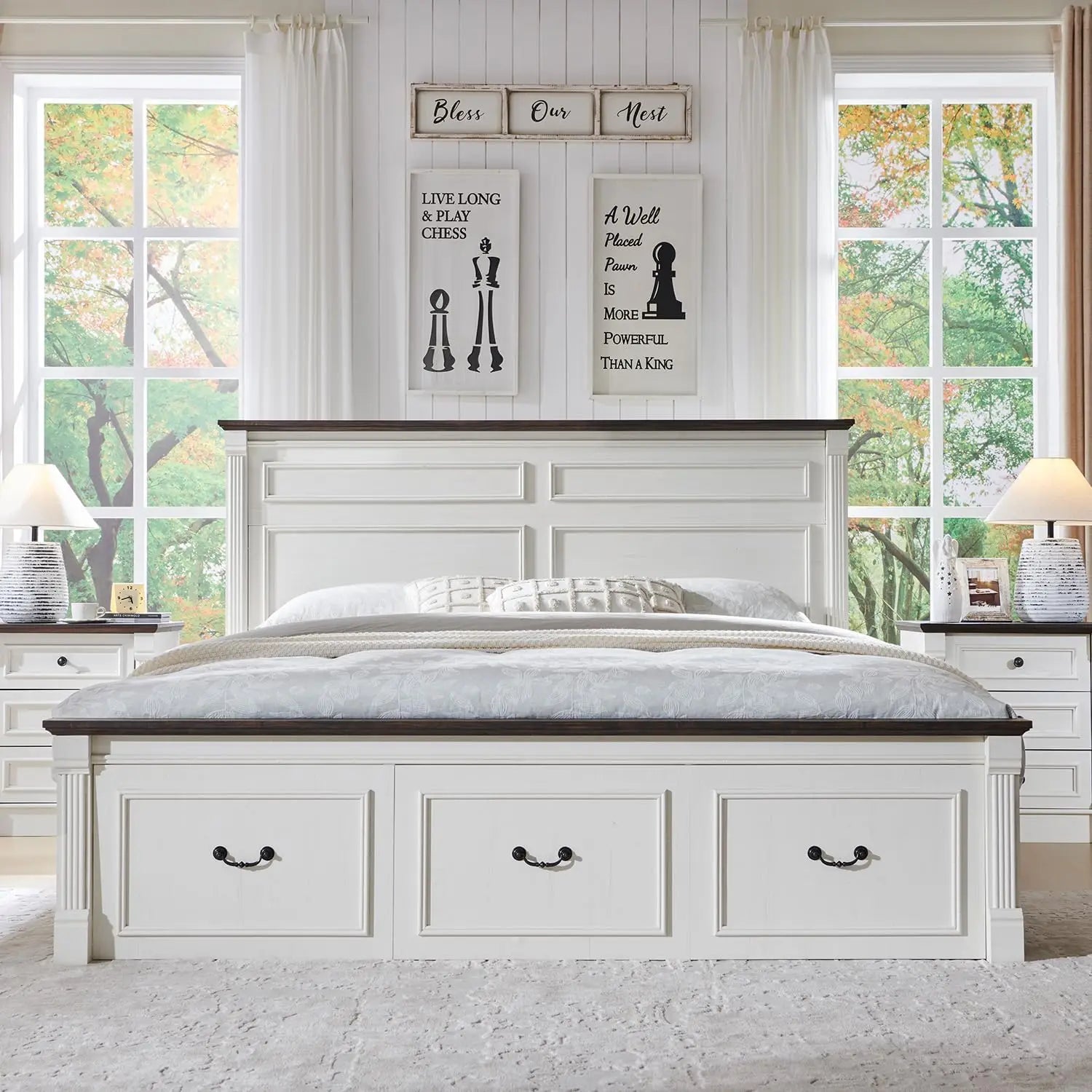 26" Farmhouse Nightstand Set of 2
