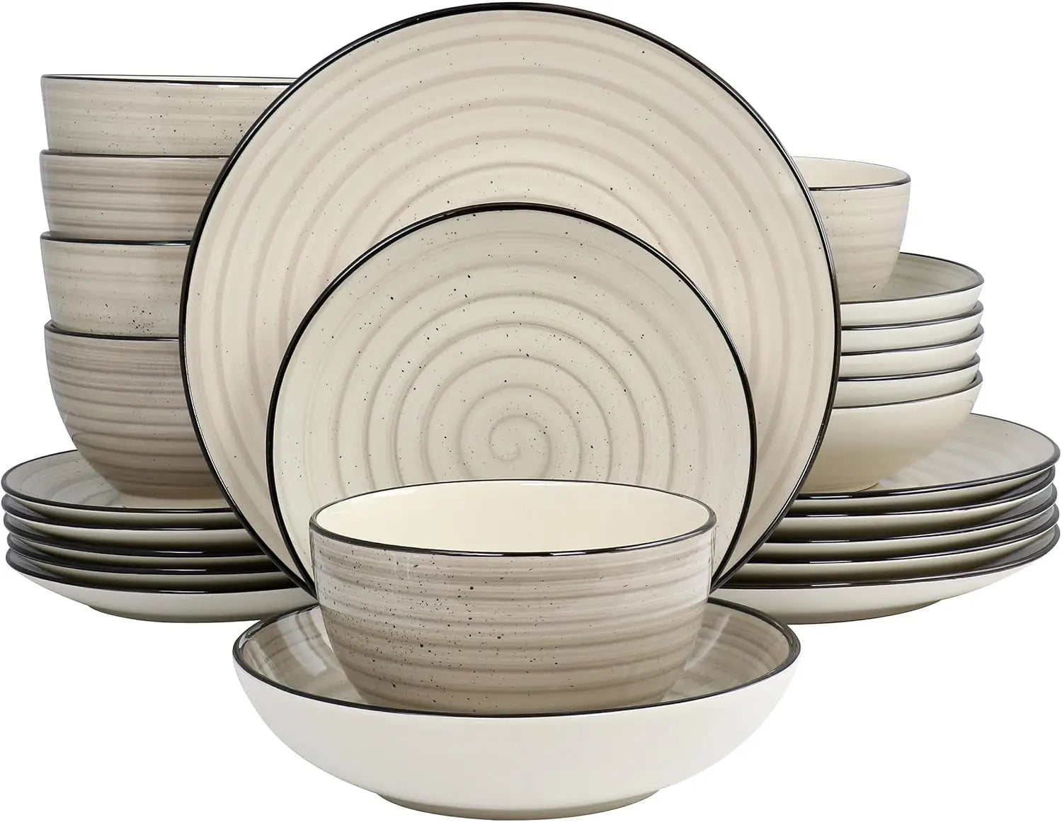 24-Piece Stoneware Dinnerware Set in Cream