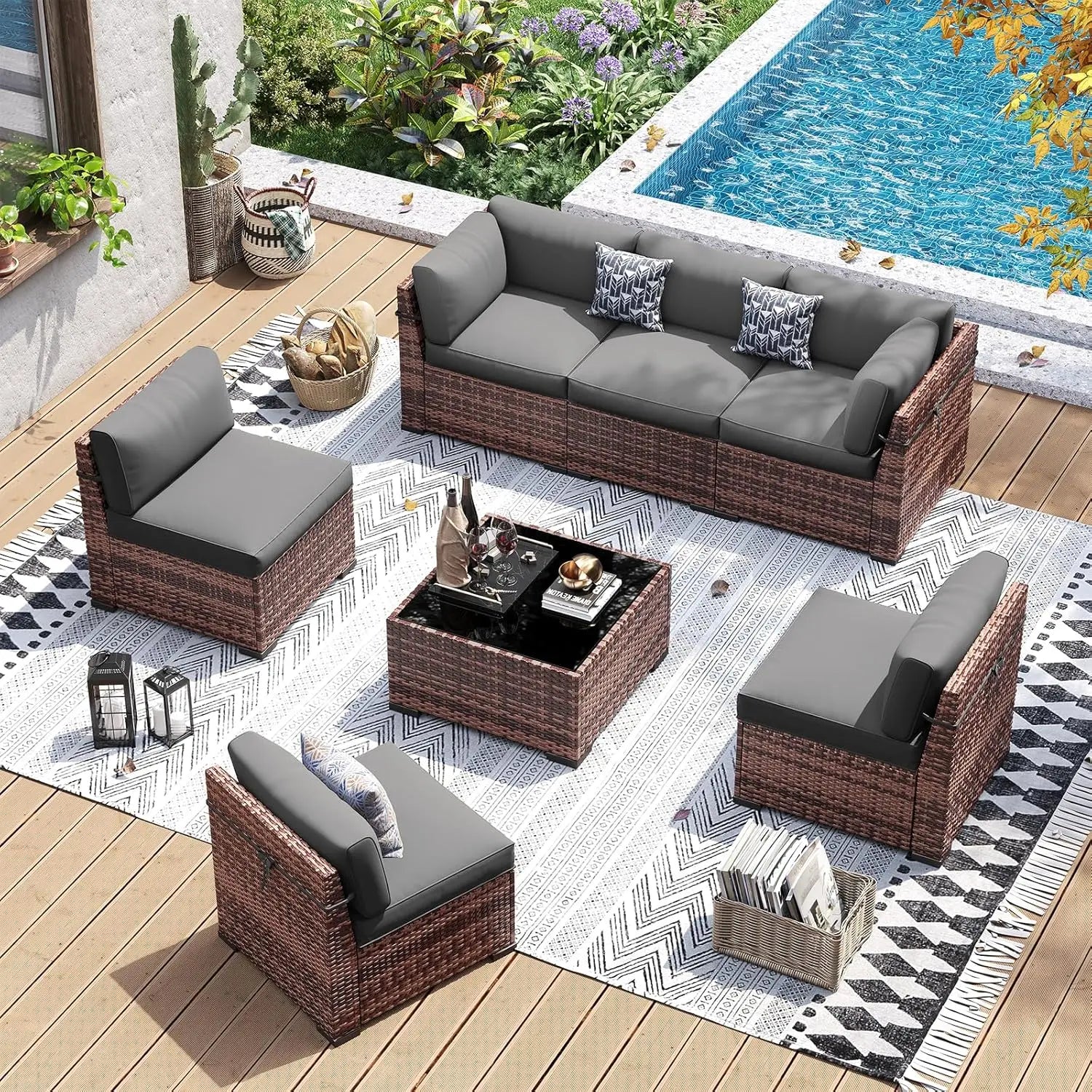 Patio Furniture Set, 7 Pieces