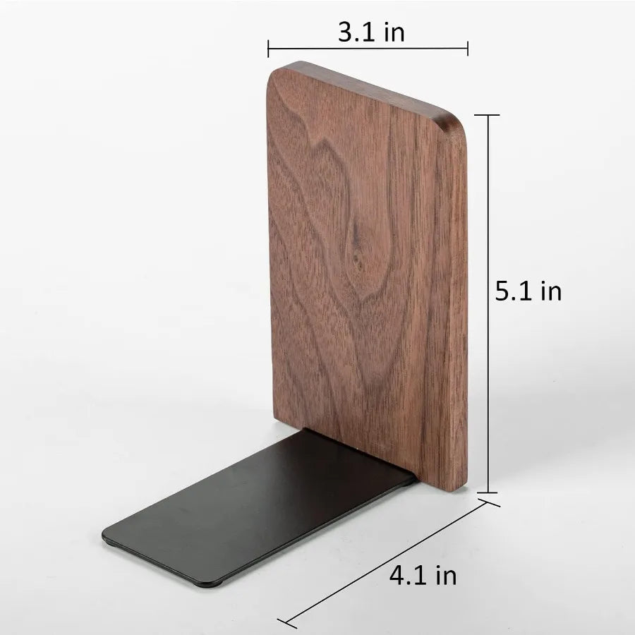 Non-slip heavy duty wooden bookends