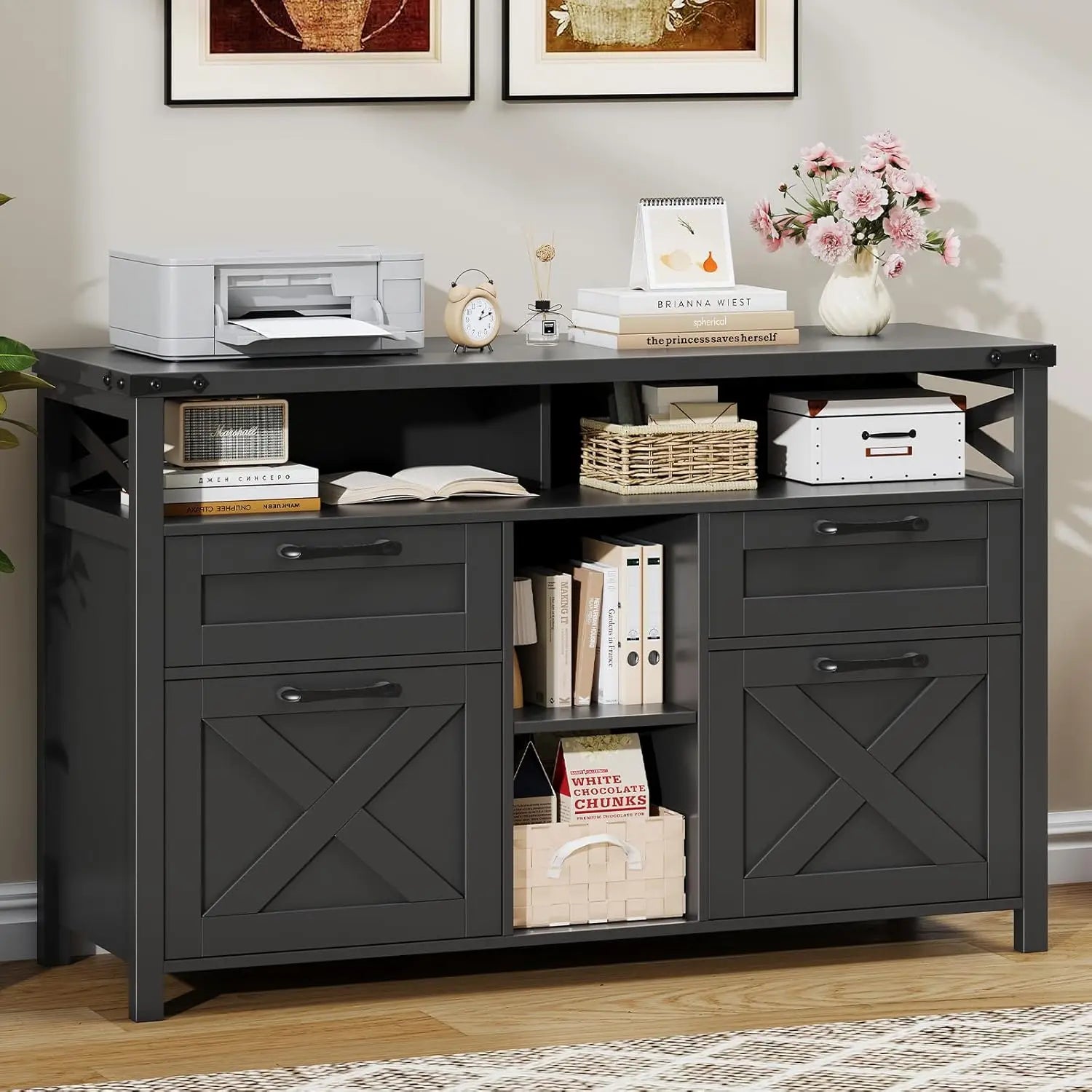 Farmhouse Filing Organization Storage Cabinet