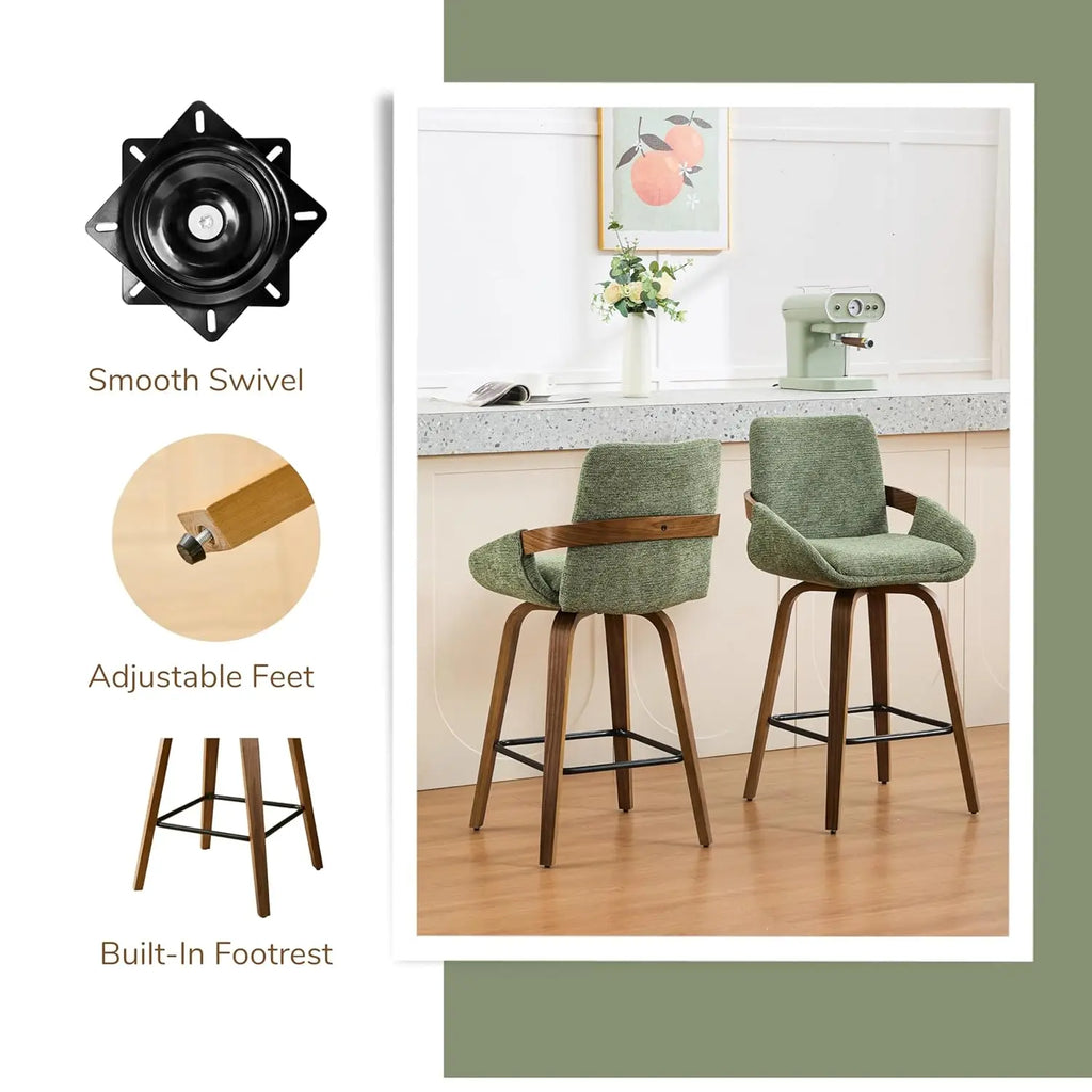 26" Counter Height Swivel Bar Stools Set of 2