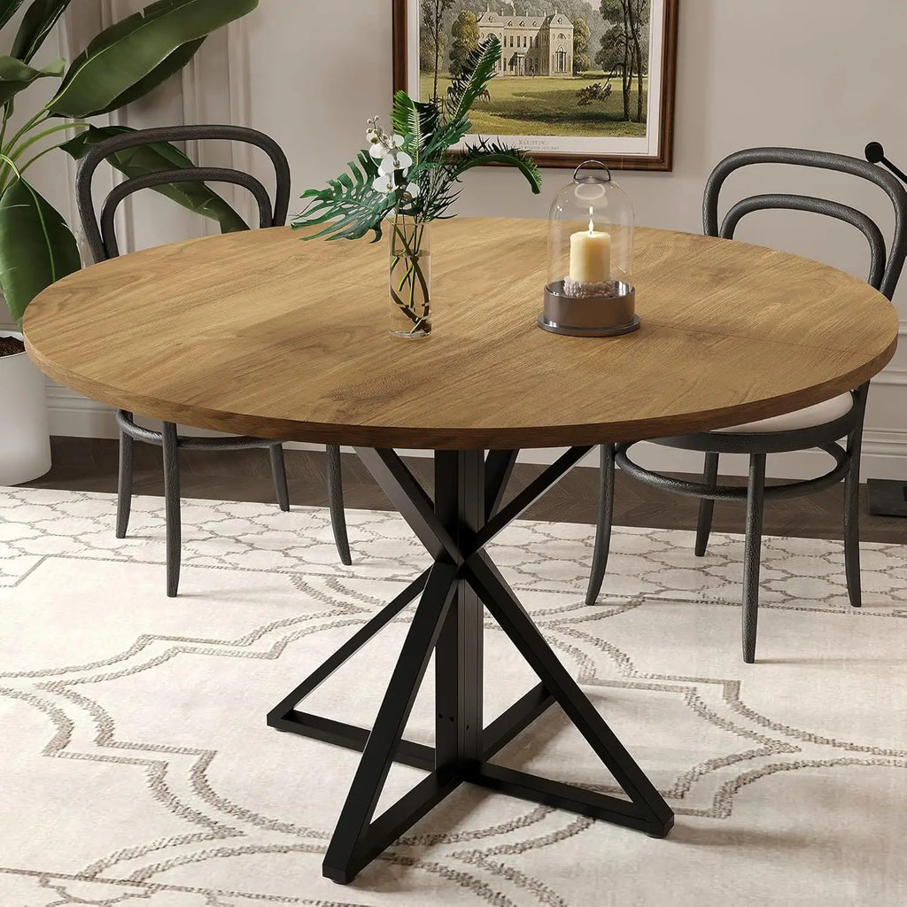 Farmhouse 47" Round Dining Table for 4