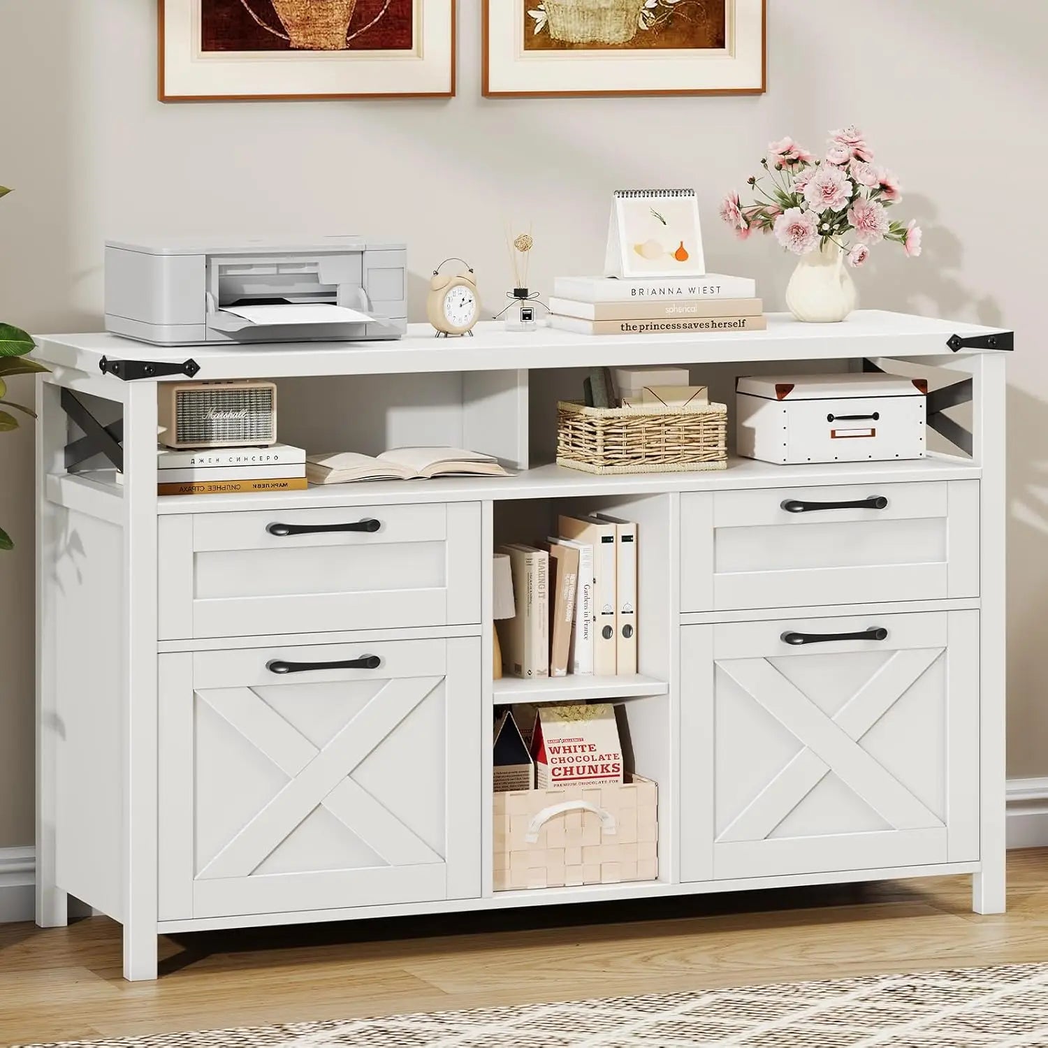 Farmhouse Filing Organization Storage Cabinet