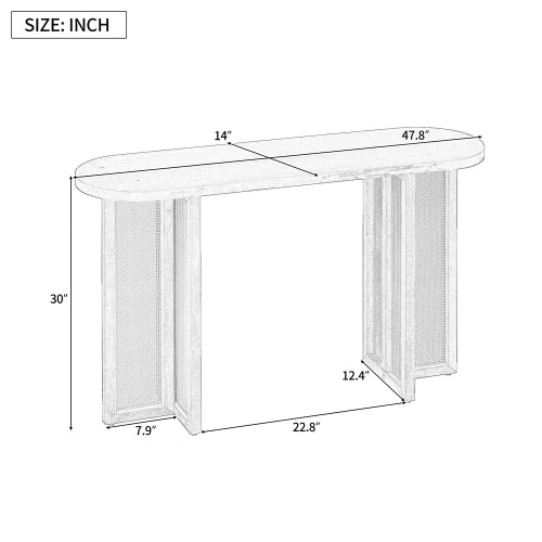 Farmhouse Rattan Console Table