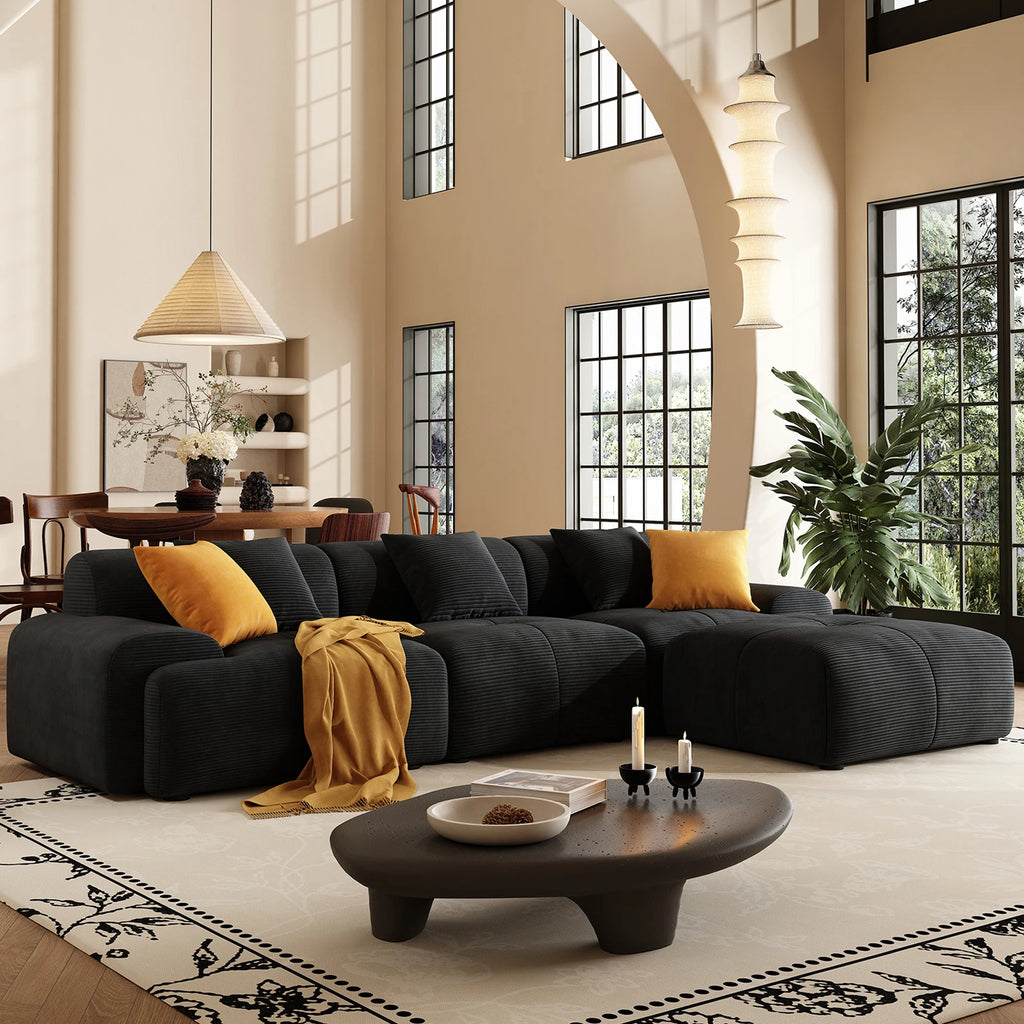 113" Modern L-Shaped Modular Sectional Sofa