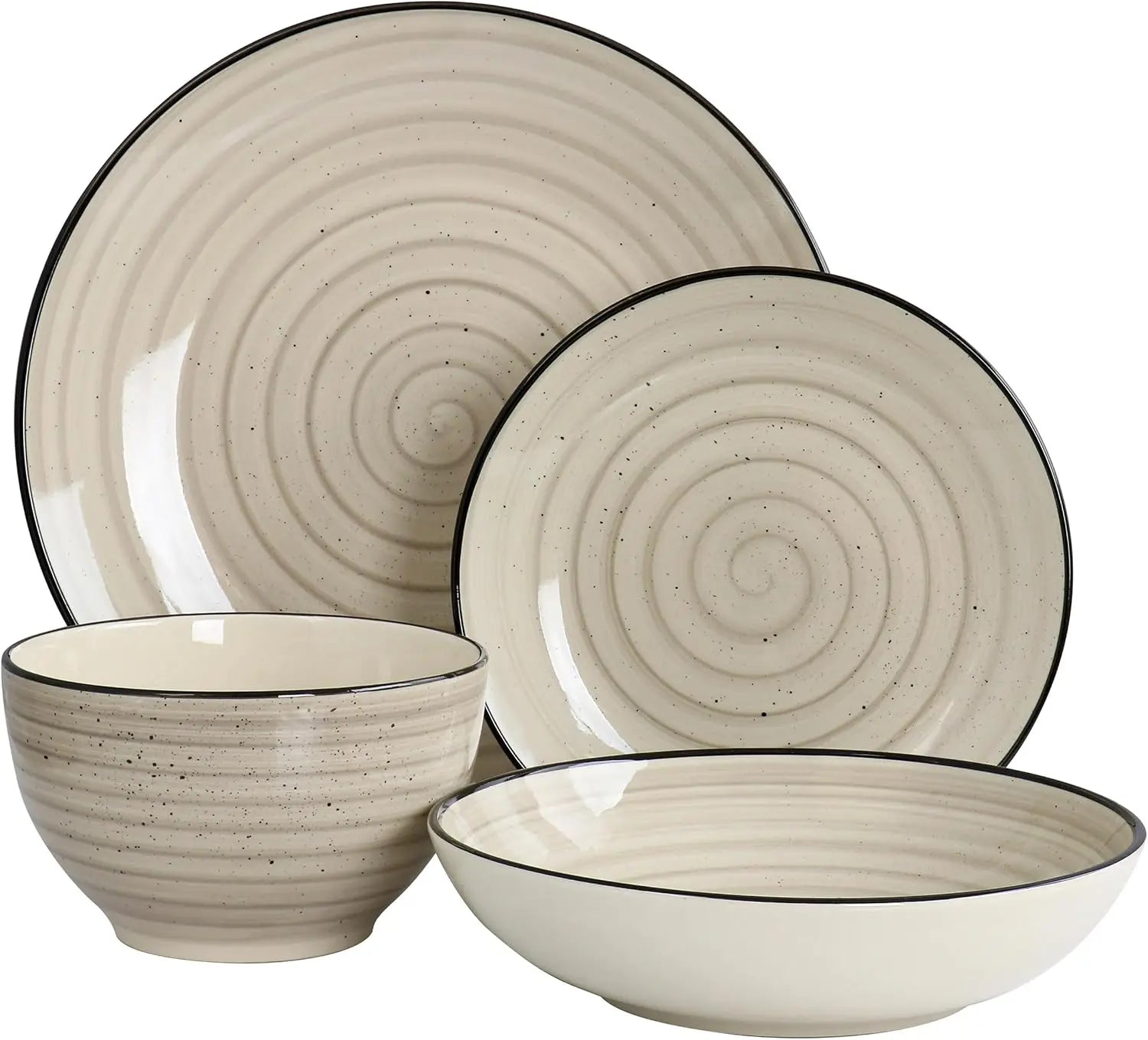 24-Piece Stoneware Dinnerware Set in Cream