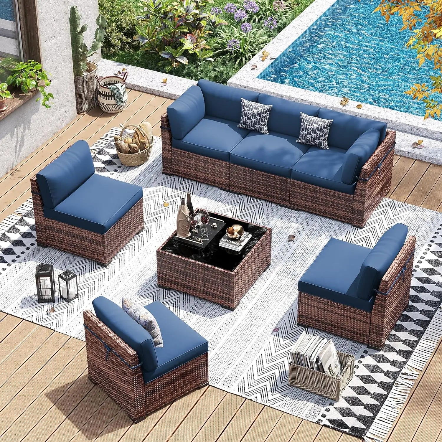 Patio Furniture Set, 7 Pieces