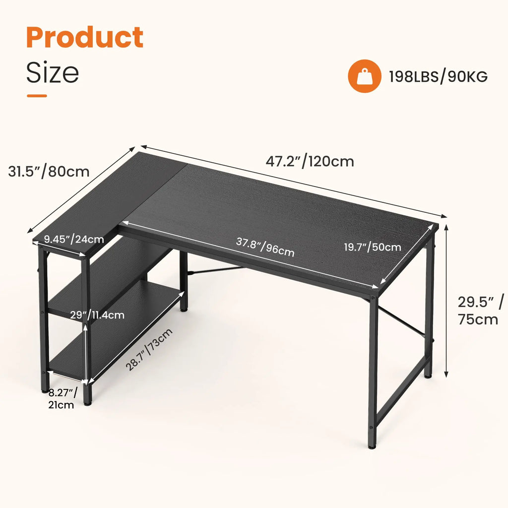 47" L Shaped Computer Desk
