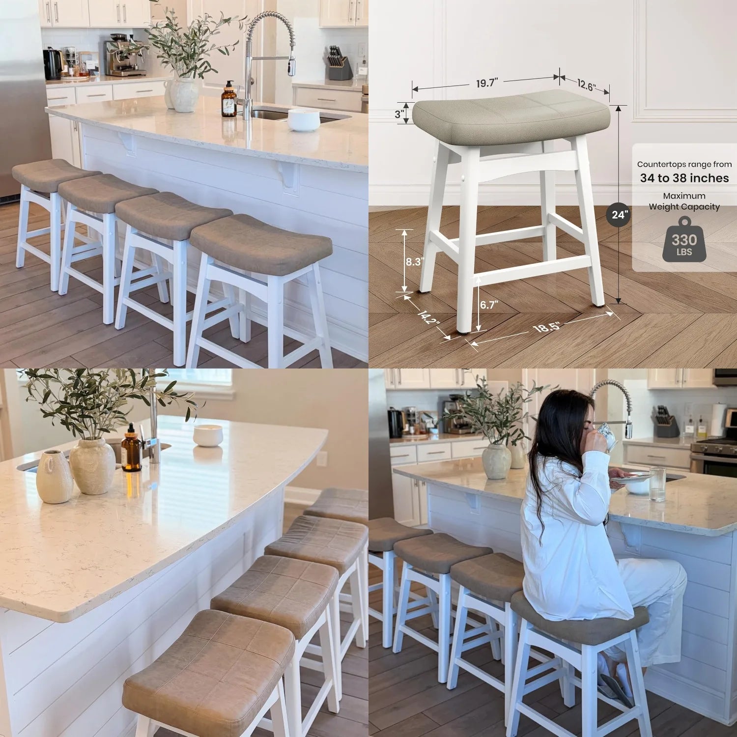 24" Saddle Seat Counter Height Bar Stools