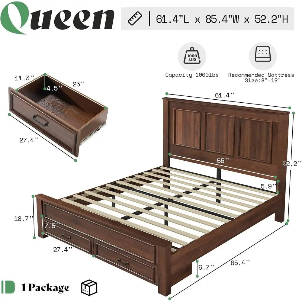 Farmhouse Queen Size Bed Frame
