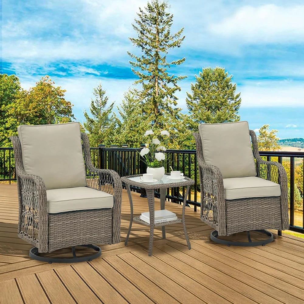 3-Piece Wicker Swivel Rocking Patio Set