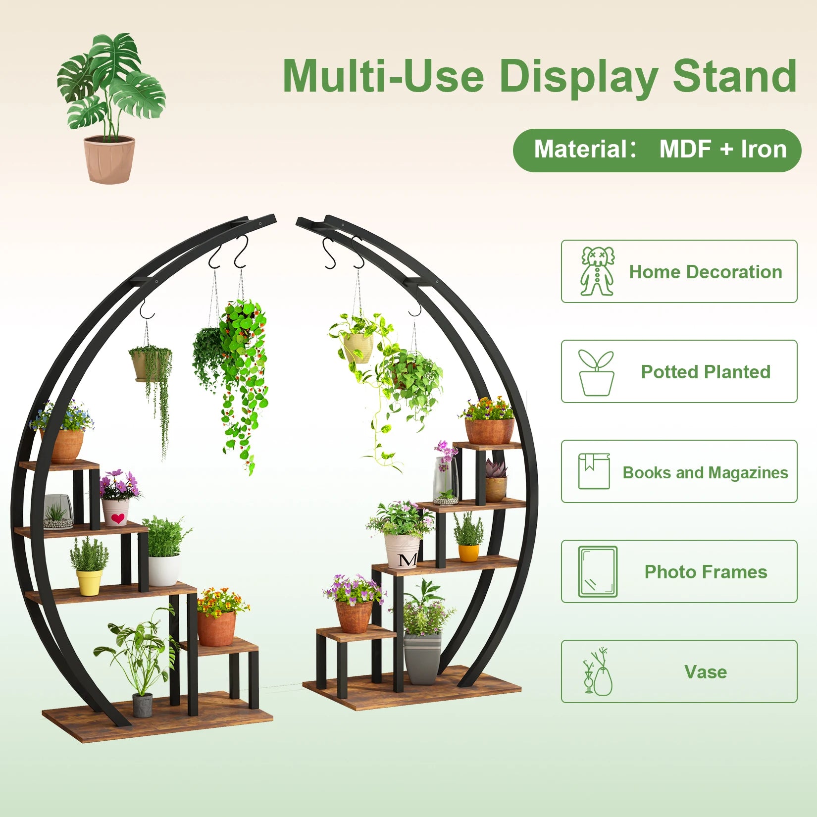 5 Tier Half Moon Plant Stand, 2 Pack