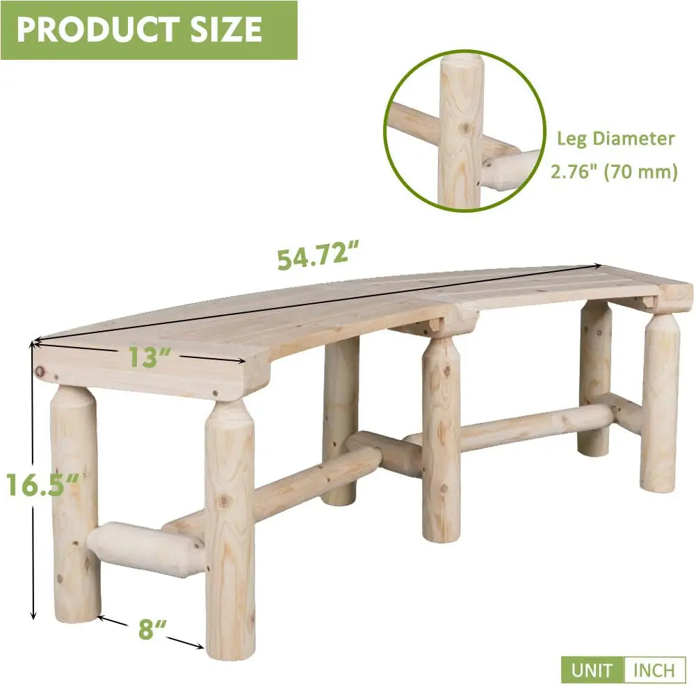 Outdoor Wooden Curved Backless Bench