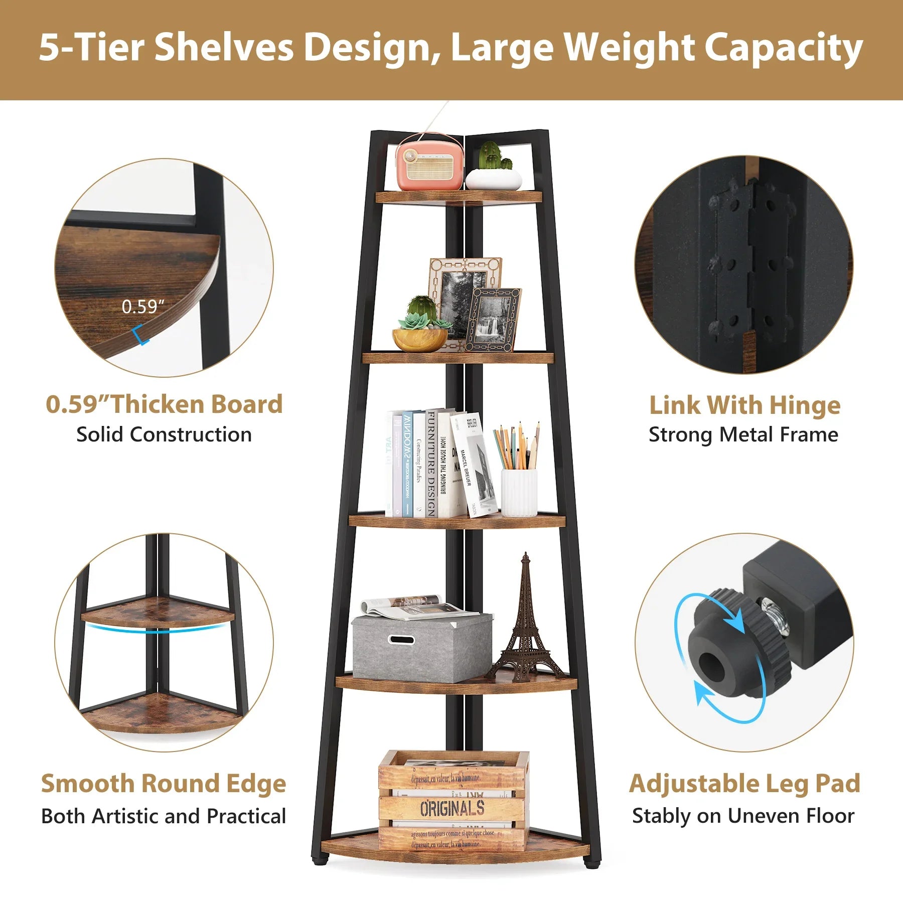 Corner Wood Book Shelf