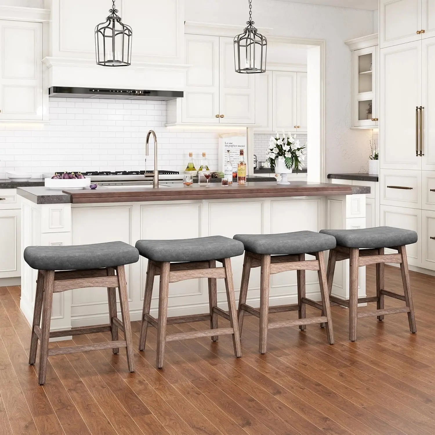 24" Saddle Seat Counter Height Bar Stools