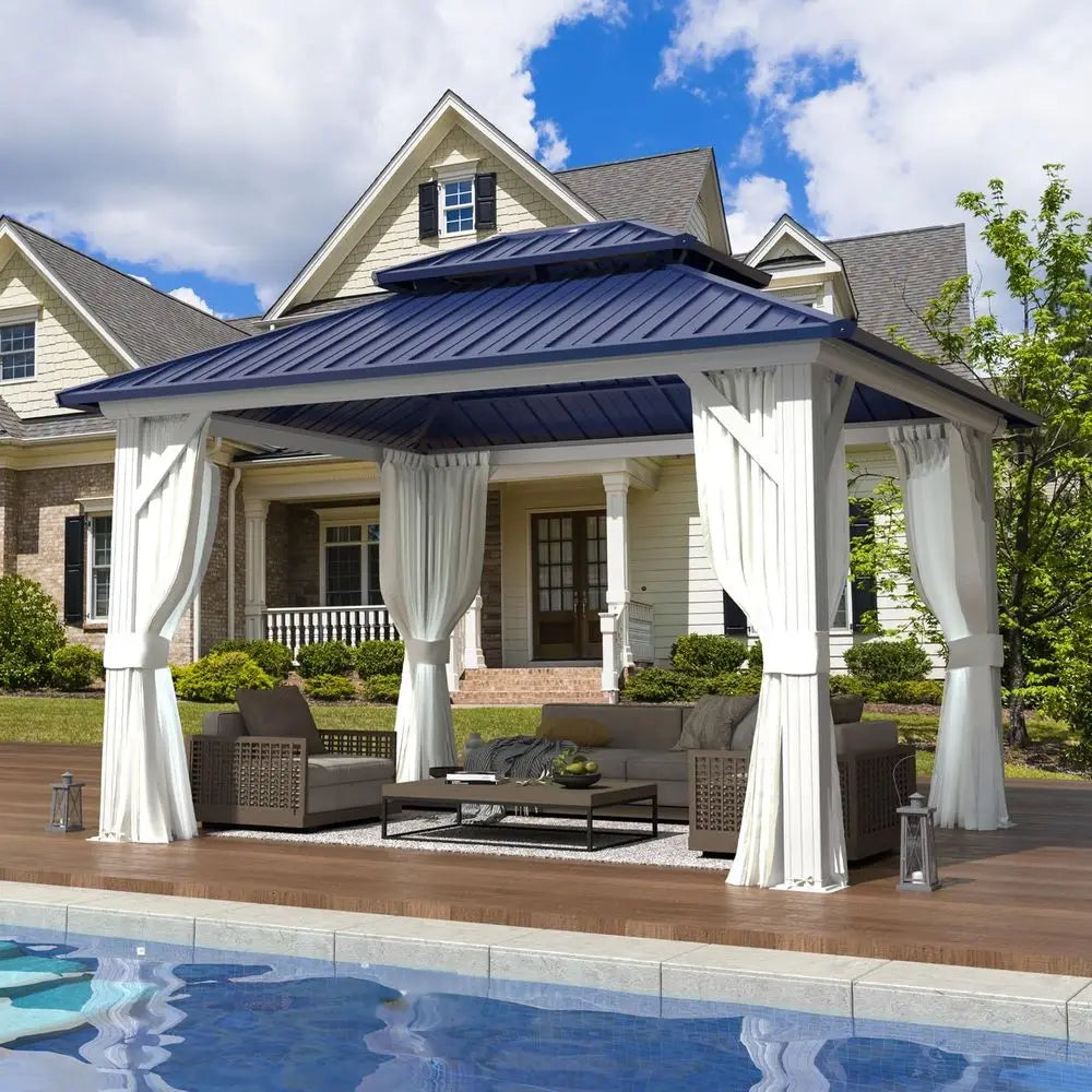 12' x 10' Outdoor Steel Double Roof Gazebo