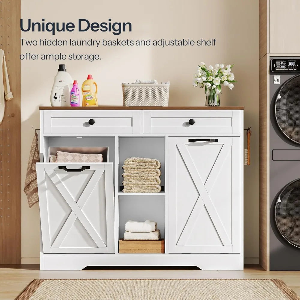 Double Tilt-Out Laundry Hamper / Trash Cabinet