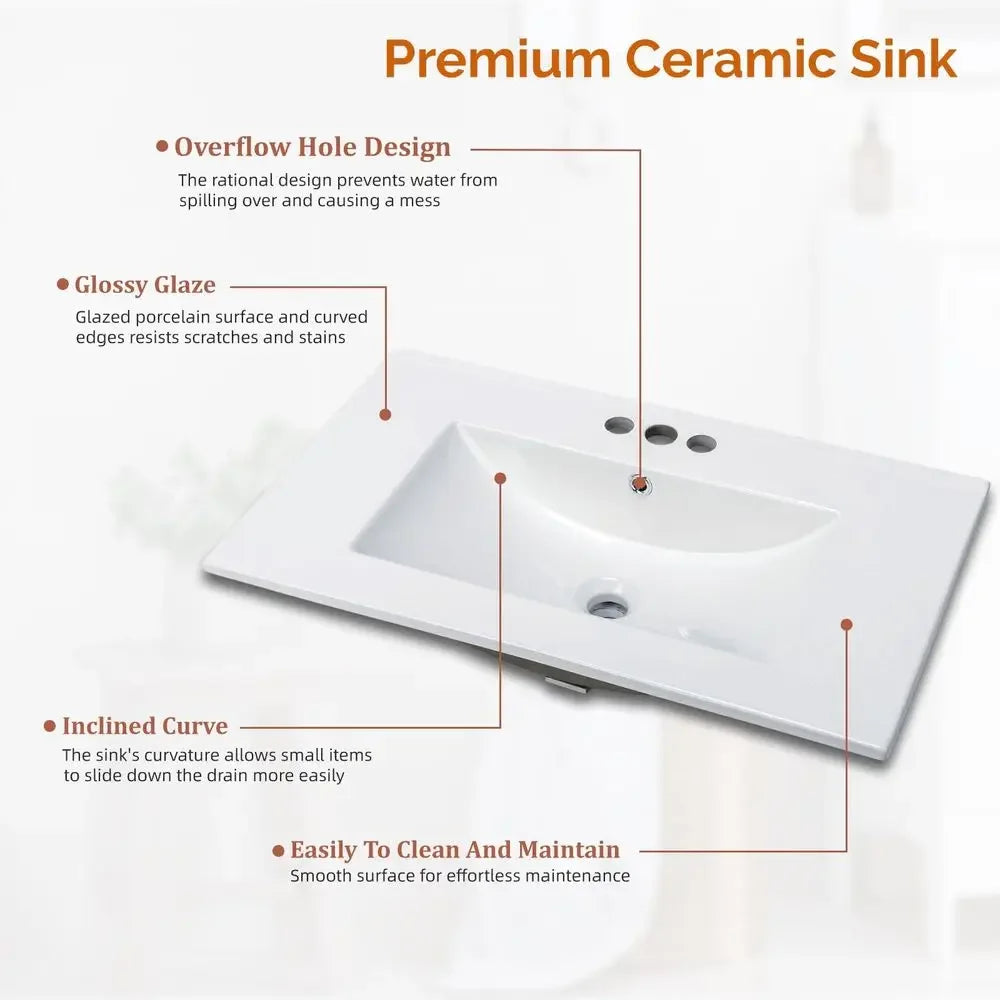 30" Farmhouse Bathroom Vanity with Sink