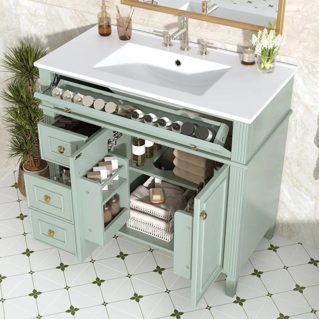 36" Bathroom Vanity with Ceramic Sink Top