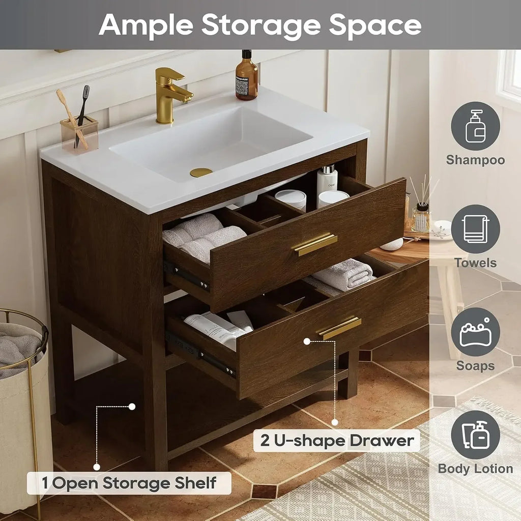 30" Farmhouse Bathroom Vanity With Sink