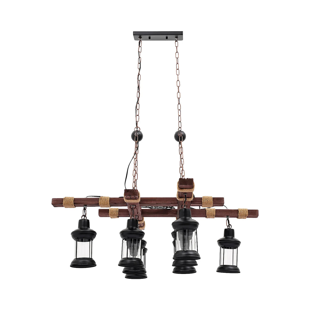 8-Light Wooden Pendant Light