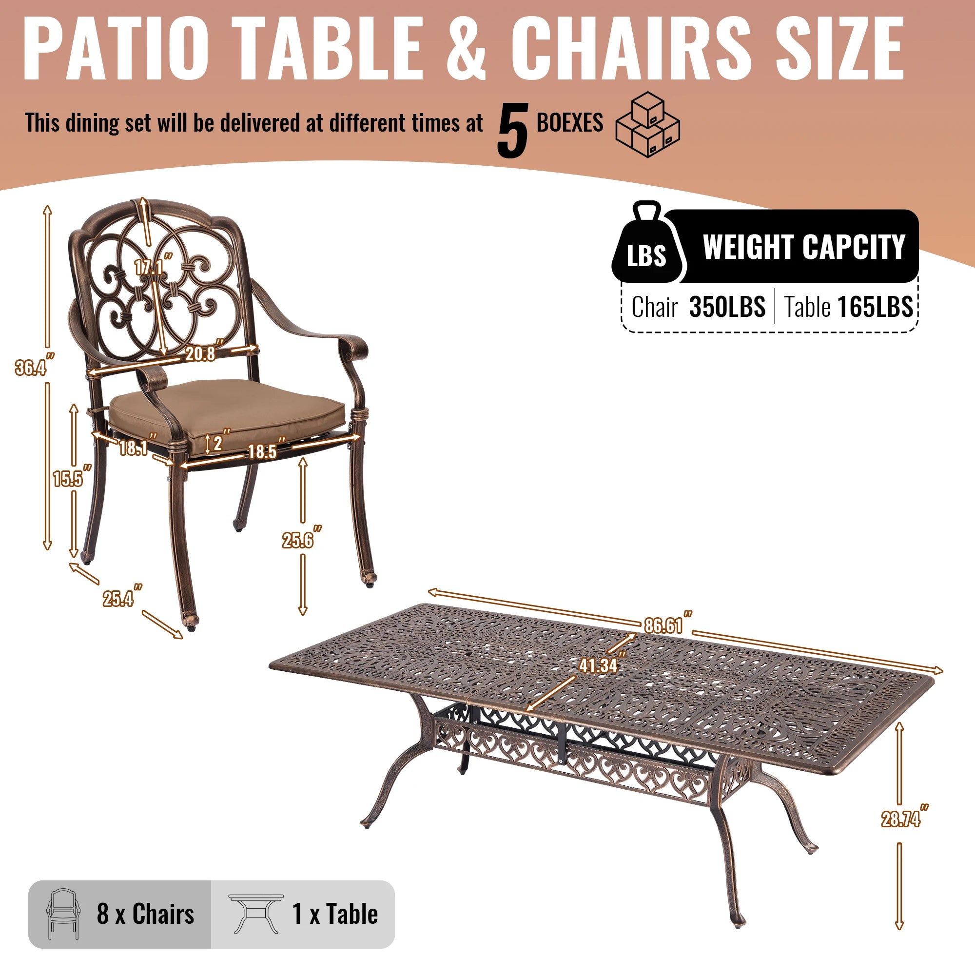9-Piece Outdoor Patio Dining Set for 8