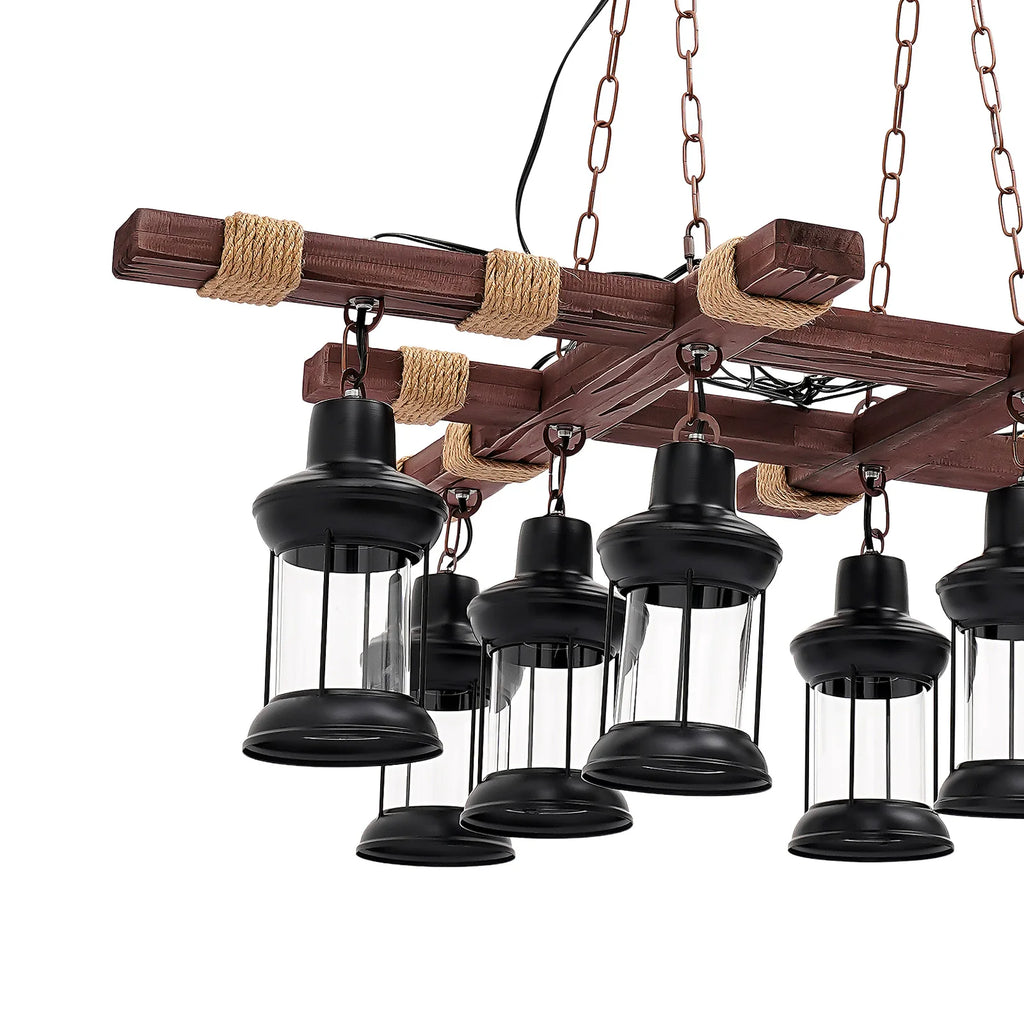 8-Light Wooden Pendant Light