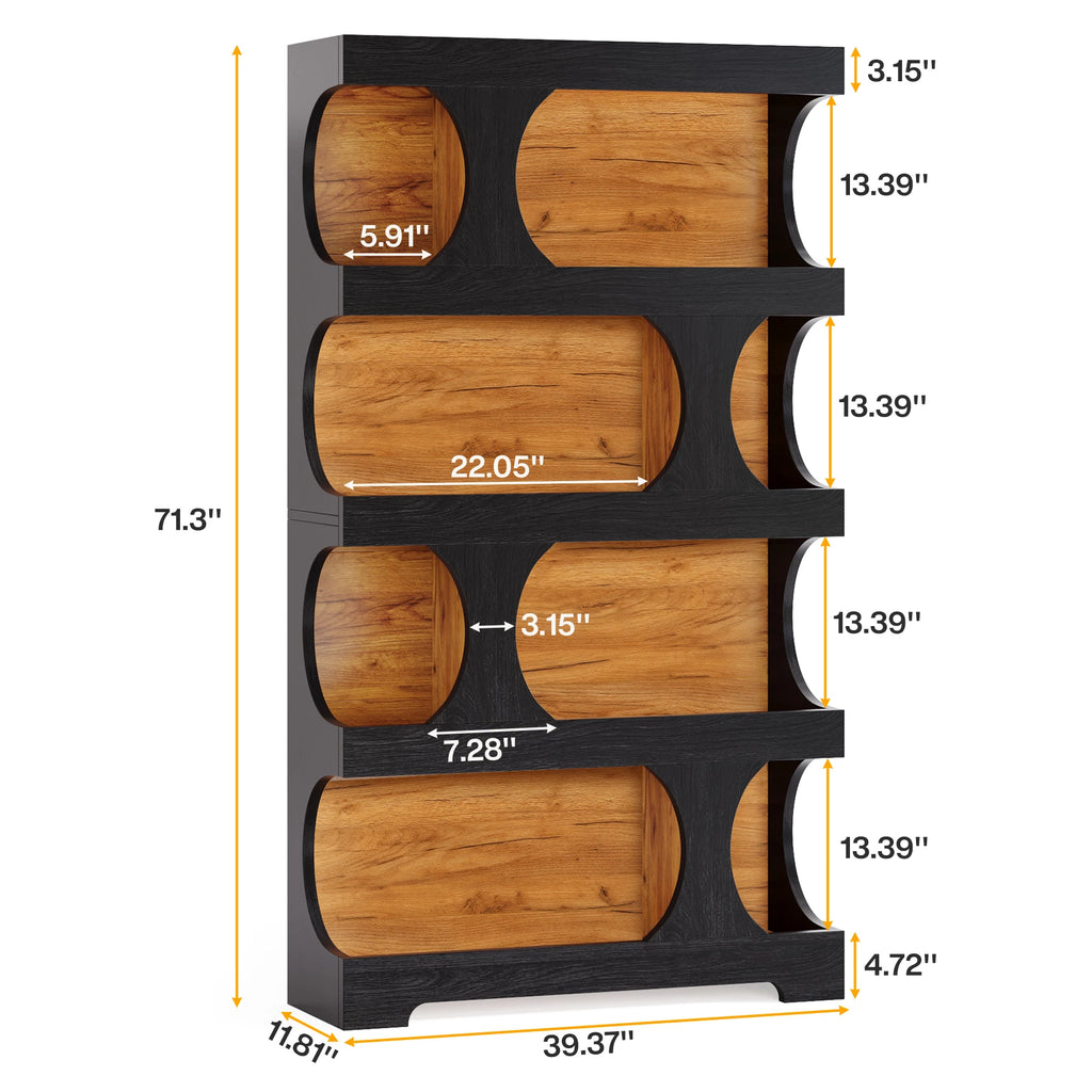 71" Tall 4 Tier Wood Bookcase