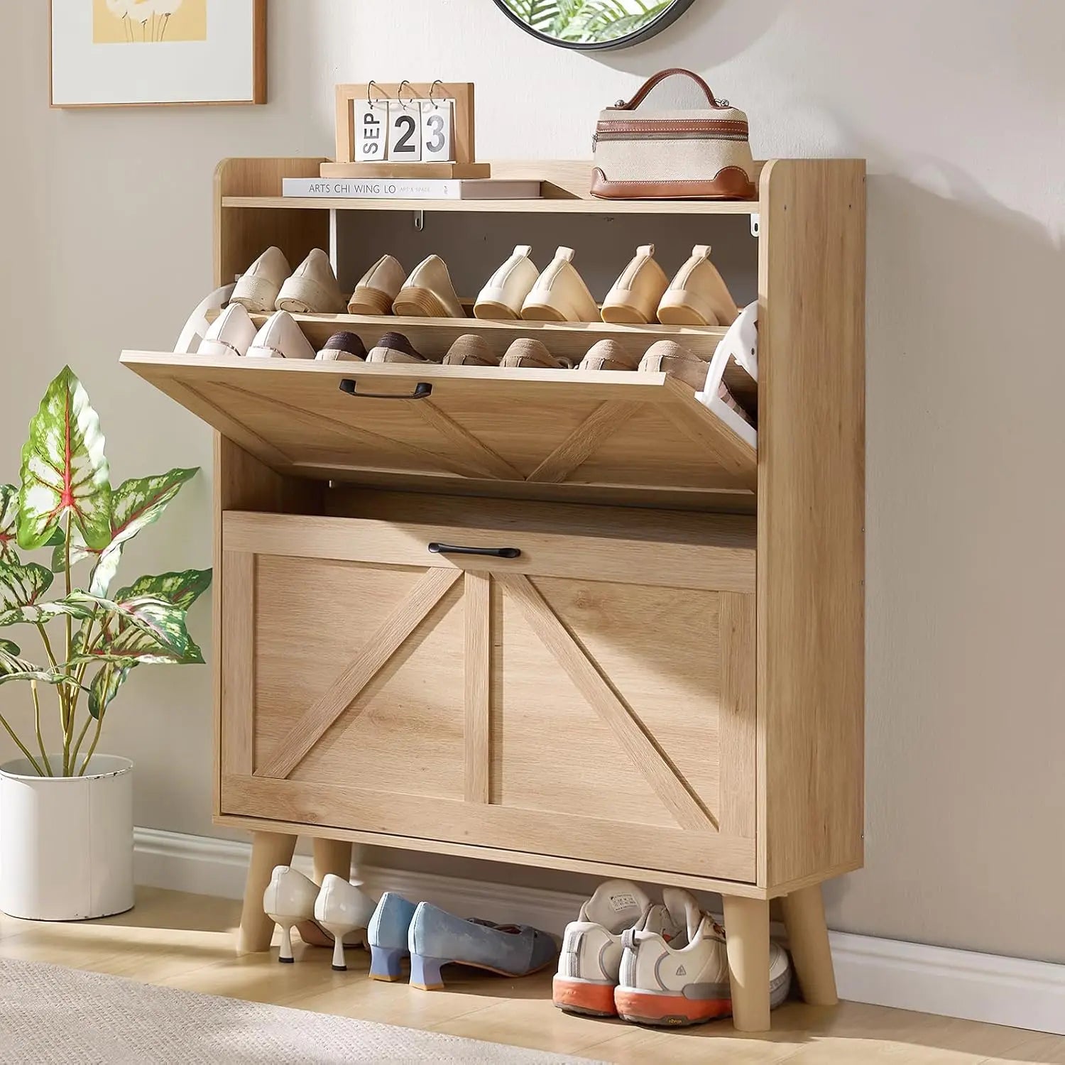 Rattan Shoe Storage Cabinet