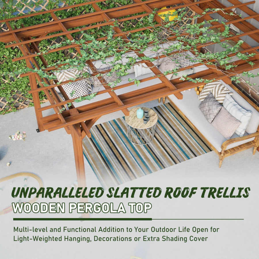 12 x 10 FT Outdoor Wood Pergola