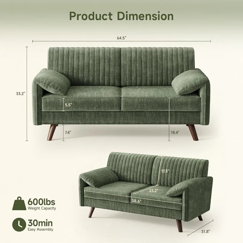 64.5" Chenille Loveseat Sofa