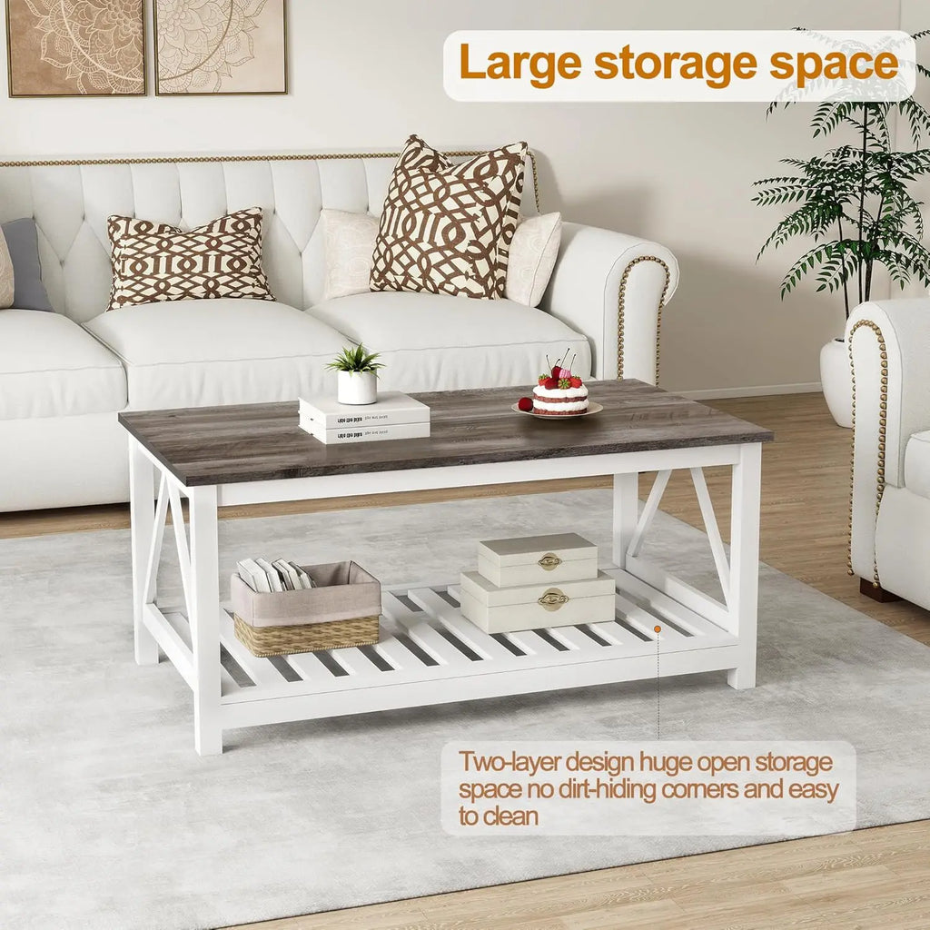 Modern Farmhouse Coffee Table with Storage