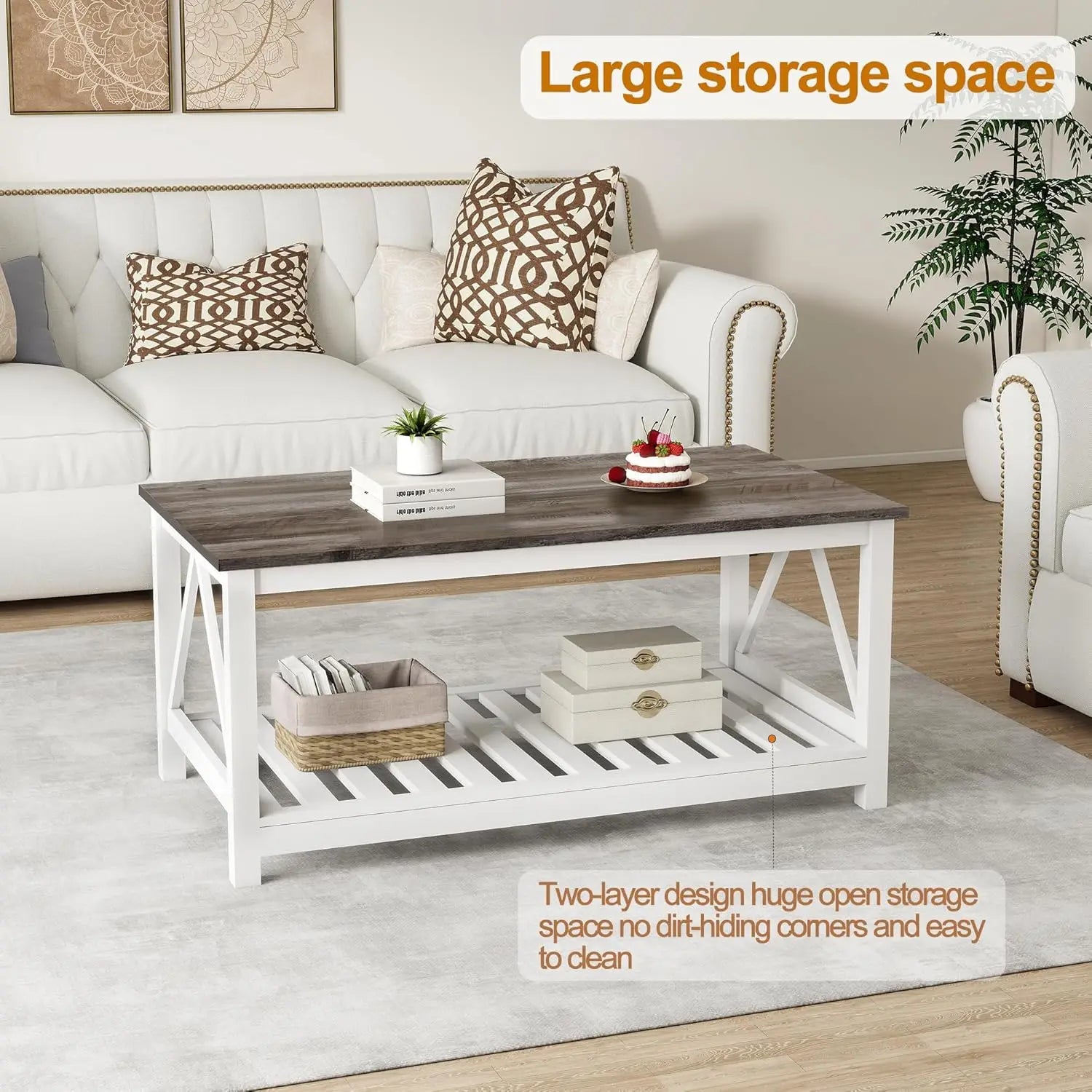 Modern Farmhouse Coffee Table with Storage