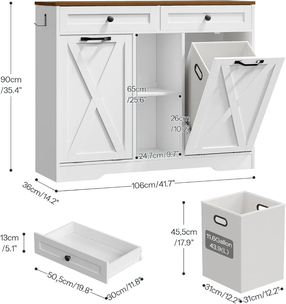 Double Tilt-Out Laundry Hamper / Trash Cabinet