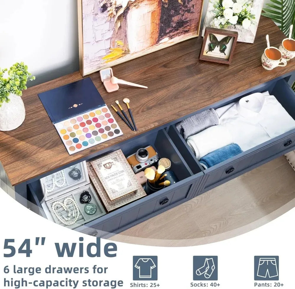 Farmhouse 54" 6-Drawer Dresser