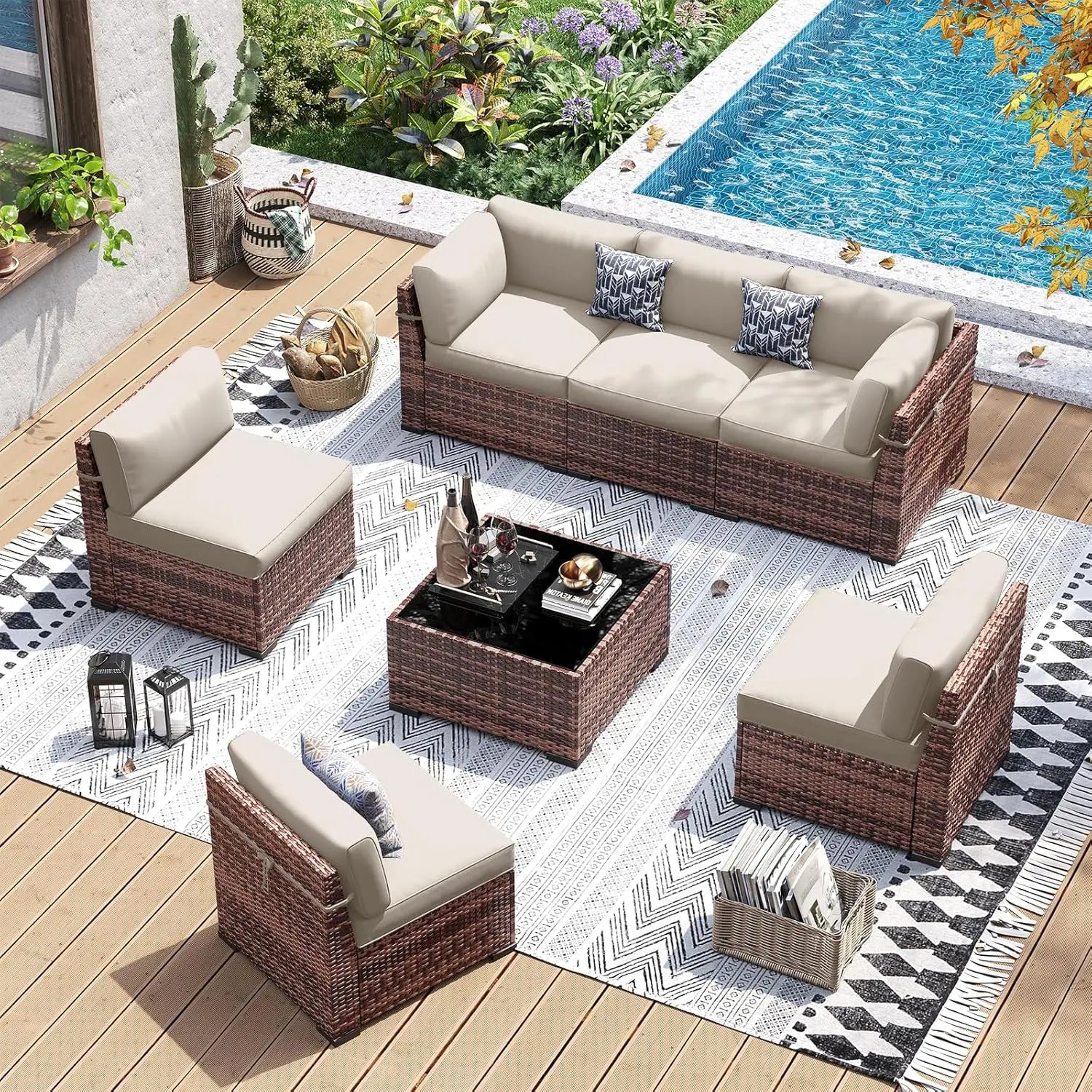 Patio Furniture Set, 7 Pieces
