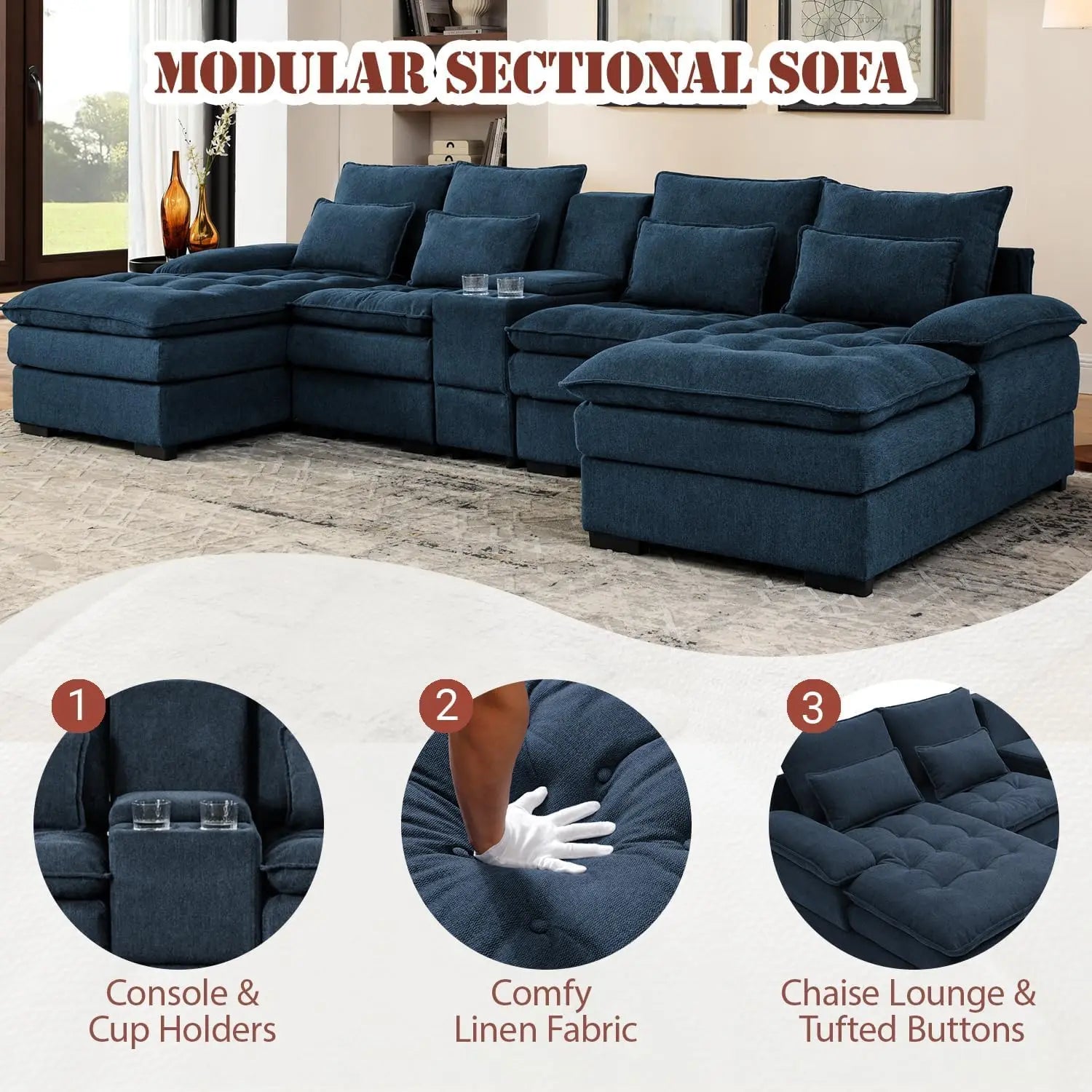 130" Modular Sectional Sofa