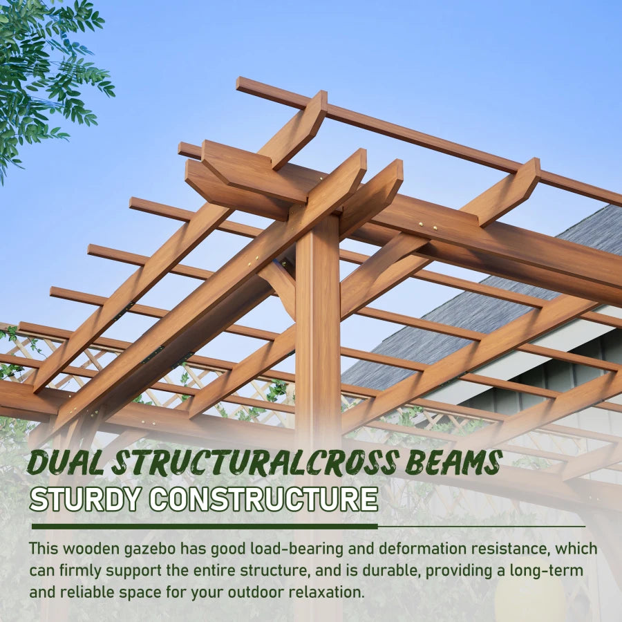 12 x 10 FT Outdoor Wood Pergola
